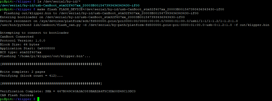 Burn Klipper firmware over USB